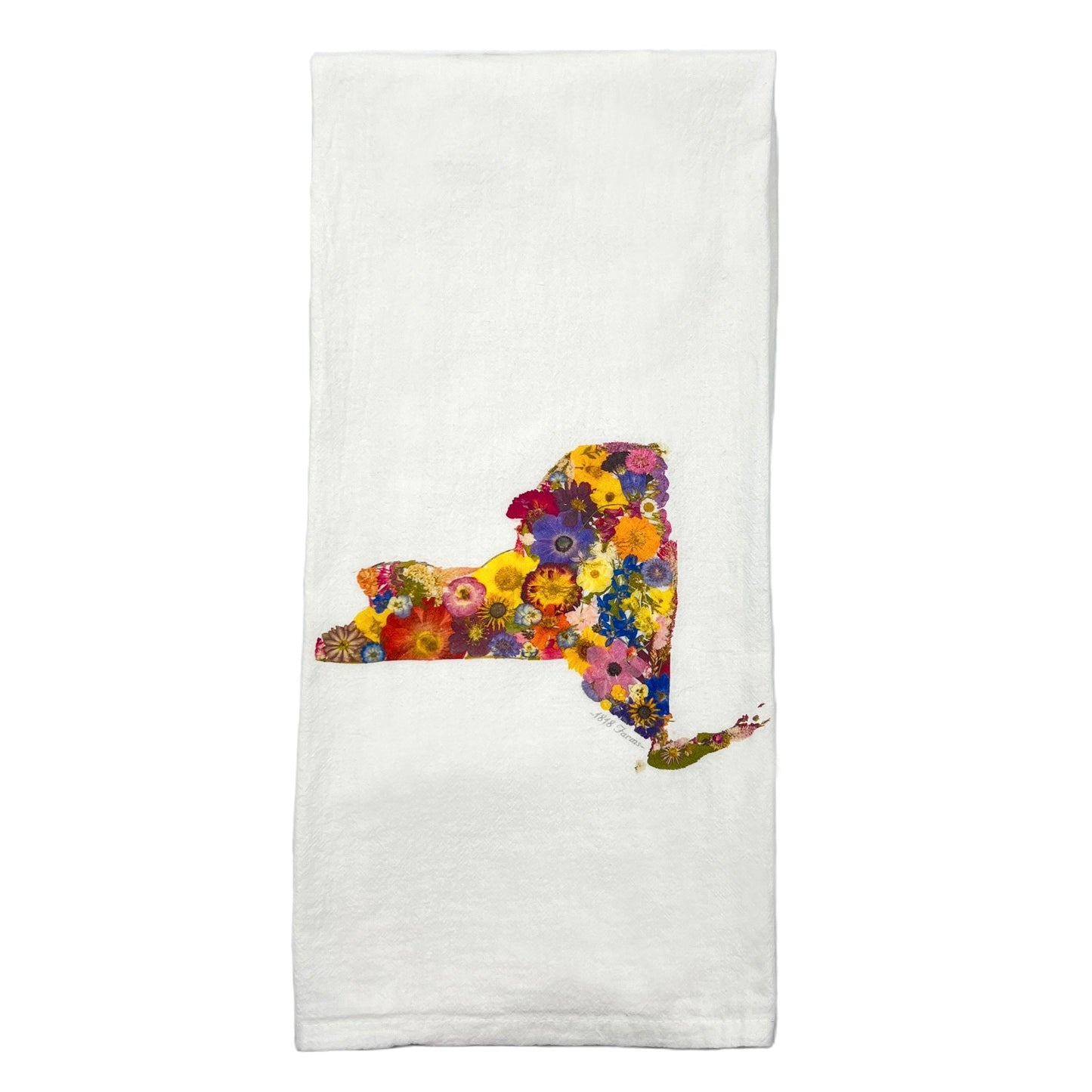 State Themed Flour Sack Towel  - "Where I Bloom" Collection Towel 1818 Farms New York  